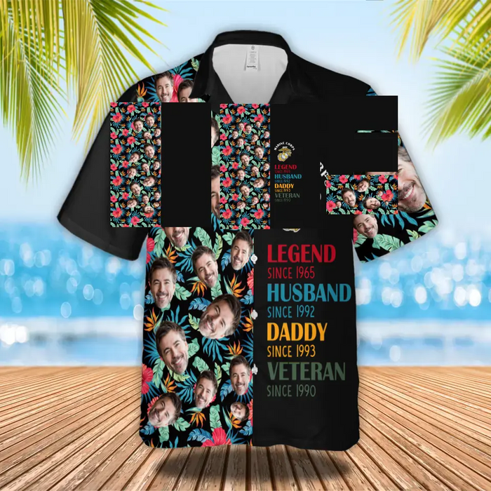 Custom Personalized Veteran Photo Hawaiian Shirt without Pocket - Gift Idea for Veteran/Father's Day