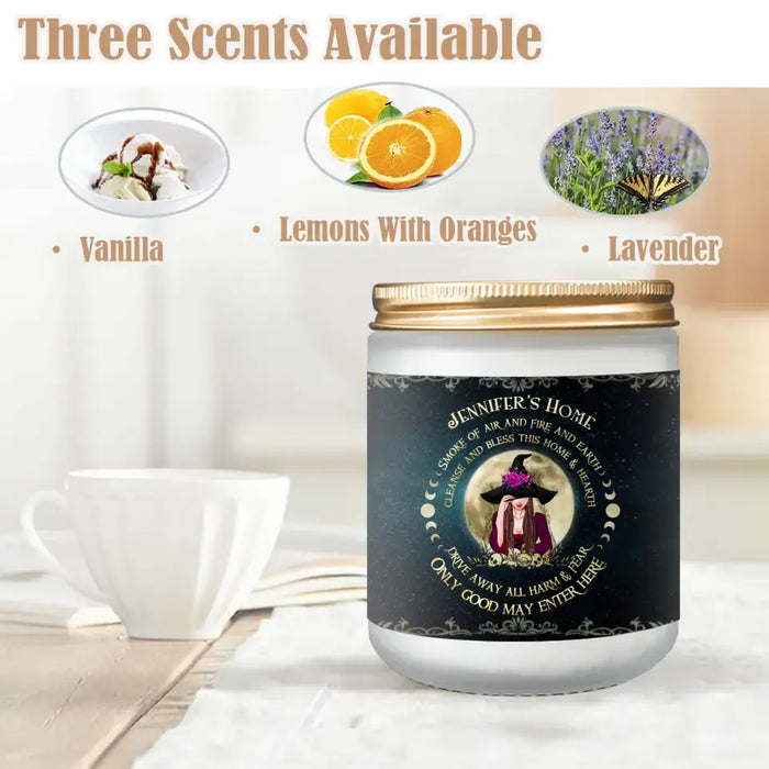 Custom Personalized Witch Candle - Halloween Gift Idea - Smoke Of Air and Fire And Earth Cleanse And Bless This Home and Hearth