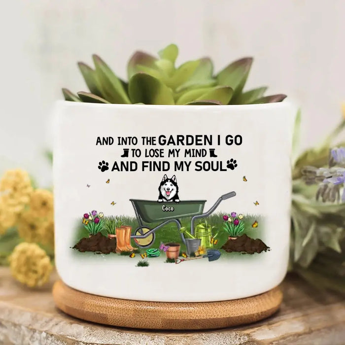 Custom Personalized Dog Cat Plant Pot - Gift Idea For Dog/ Cat/ Garden Lover - Upto 4 Pets - And Into The Garden I Go To Lose My Mind And Find My Soul