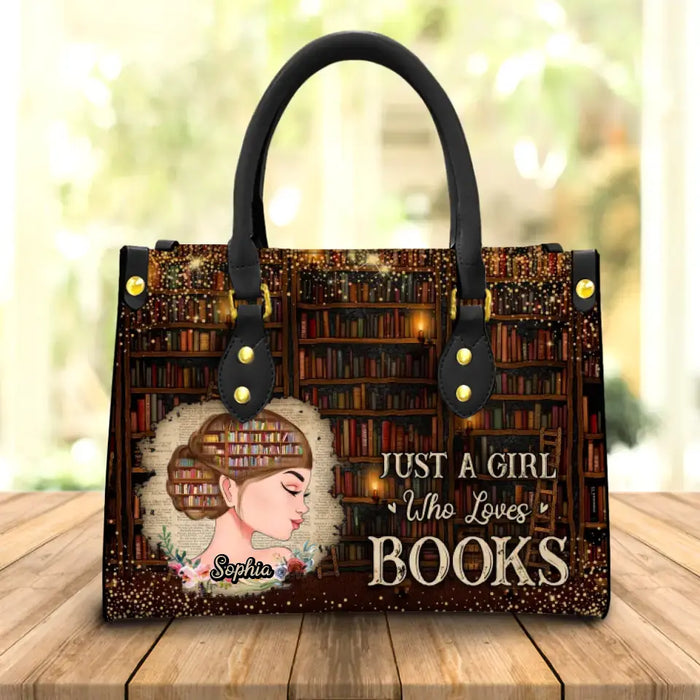 Personalized Girl PU Leather Handbag - Gift Idea For Friends/ Books Lovers/ Birthday - Just A Girl Who Loves Books