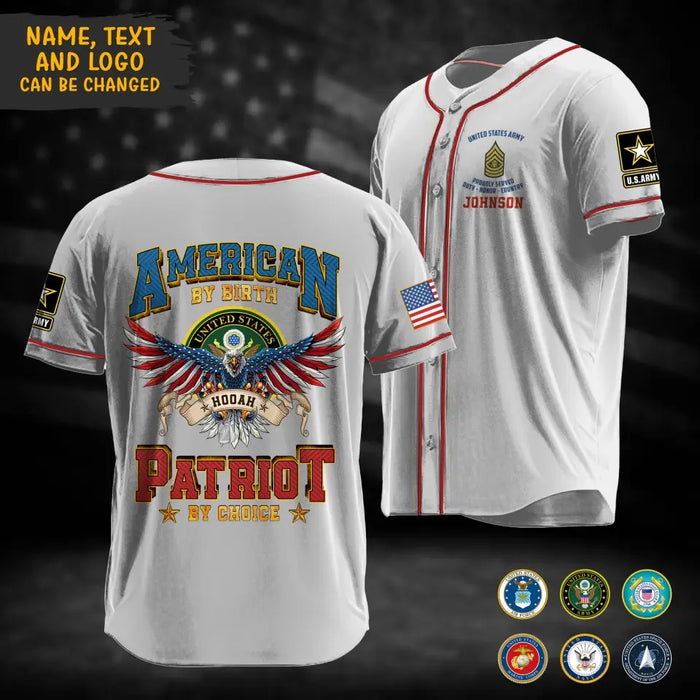 Custom Personalized  Veteran Baseball Jersey - Gift Idea For Veteran/ Father's Day/ Birthday/ Independence Day - American By Birth Patriot By Choice