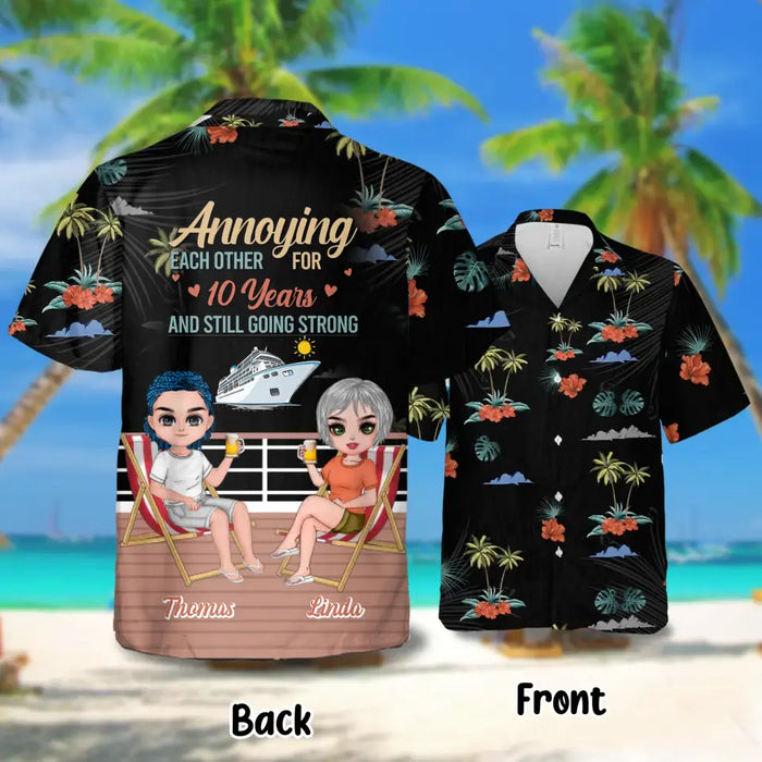 Custom Personalized Traveling Couple Hawaiian Shirt - Gift Idea For Couple - Annoying Each Other And Still Going Strong