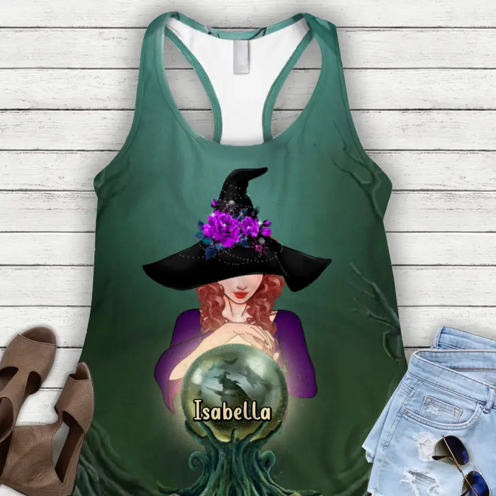 Custom Personalized Witch AOP Women's Racerback Tank Top - Gift Idea for Witch Lovers - I Am A Sage Burning