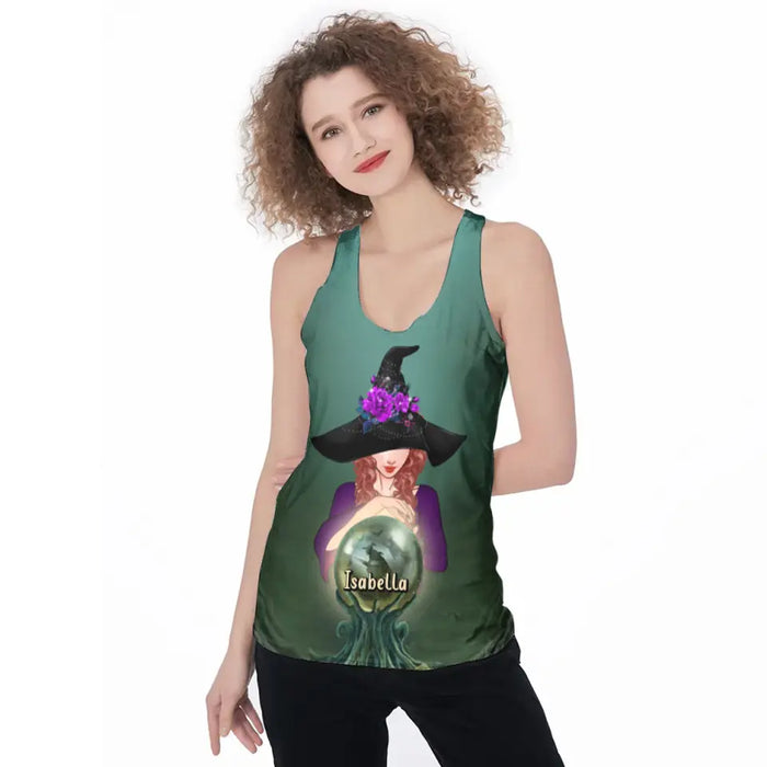 Custom Personalized Witch AOP Women's Racerback Tank Top - Gift Idea for Witch Lovers - I Am A Sage Burning