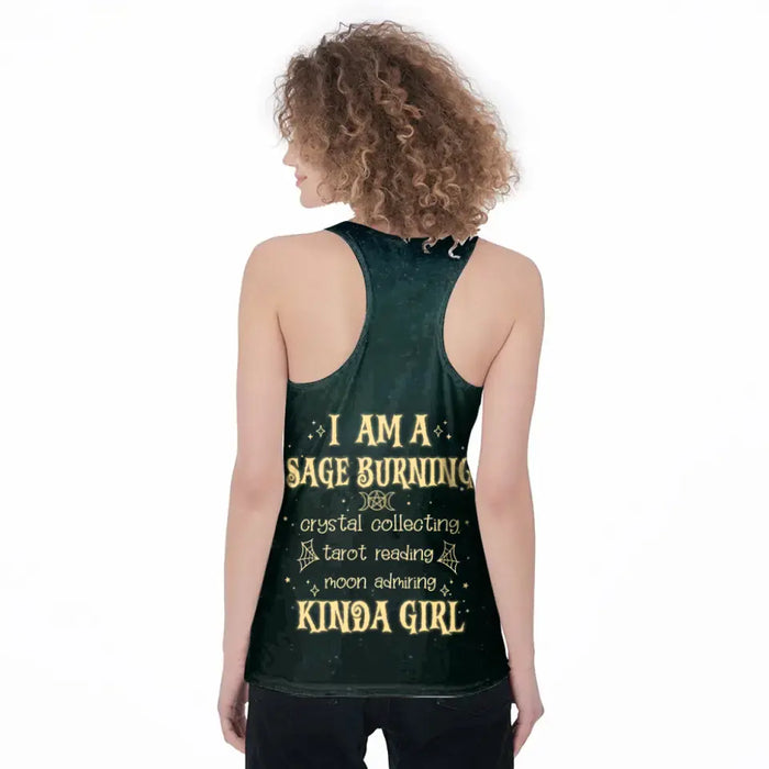 Custom Personalized Witch AOP Women's Racerback Tank Top - Gift Idea for Witch Lovers - I Am A Sage Burning