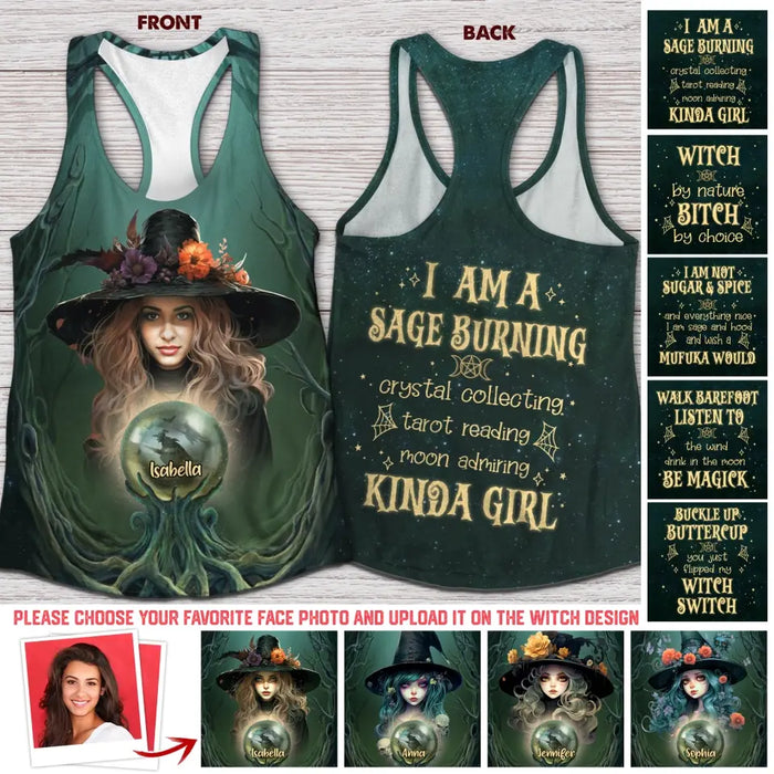 Custom Personalized Witch Photo AOP Tank Top - Halloween Gift Idea for Witch Lovers - I'm A Sage Burning