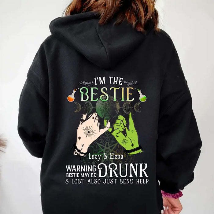 Custom Personalized Witch Besties Pullover Hoodie Back - Gift Idea For Halloween/Witch Lovers/Besties - I'm The Bestie