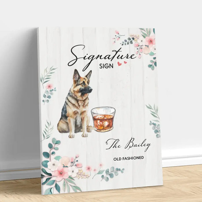 Personalized Wedding Canvas - Upload Upto 2 Pet's Photo - Wedding Gift Idea For Couple/ Dog Lover - Signature Drink Sign