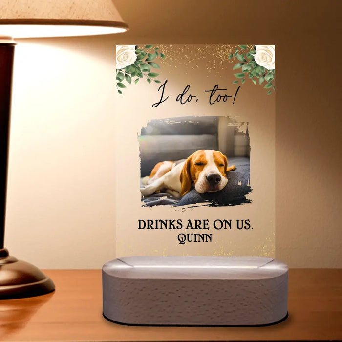 Custom Personalized Photo Acrylic Photo Panel with Lighted Stand - Upto 3 Photos - Wedding Gift Idea for Pet Owners - I Do Too