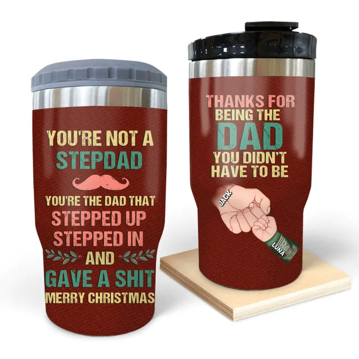 Custom Personalized Not A Stepdad Triple 3 In 1 Can Cooler - Christmas Gift Idea For Bonus/Step Dad - Upto 6 Kids - Thanks For Being The Dad You Didn't Have To Be