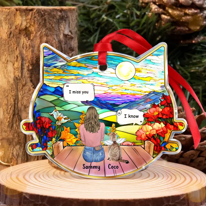 Custom Personalized Memorial Acrylic Ornament - Memorial Gift Idea For Christmas/ Cat Lover/ Cat Owner with up to 3 Cats - I Miss You