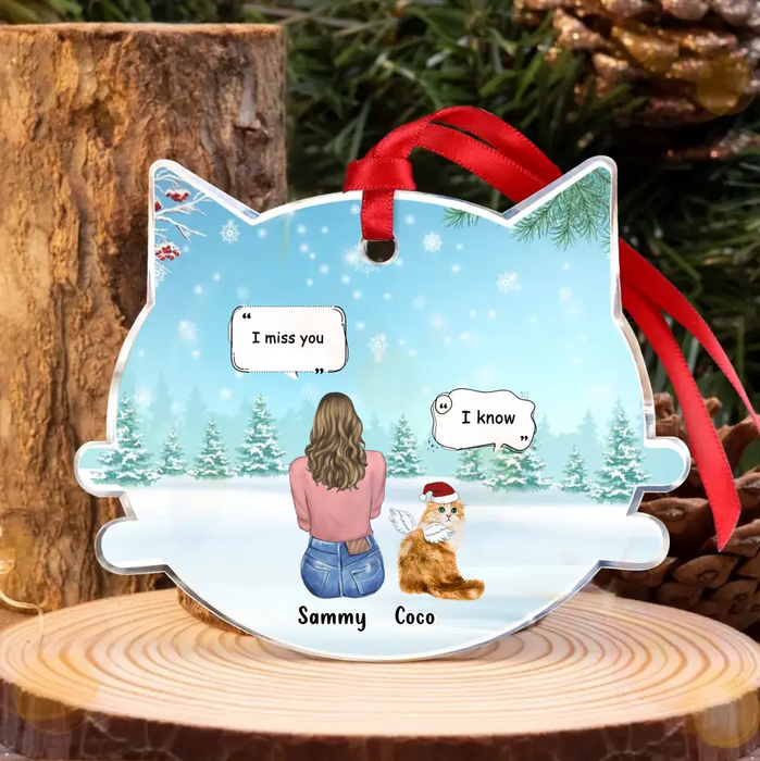 Custom Personalized Cat Memorial Christmas Acrylic Ornament - Up to 4 Cats - Memorial Gift Idea For Cat Owner - I Miss You