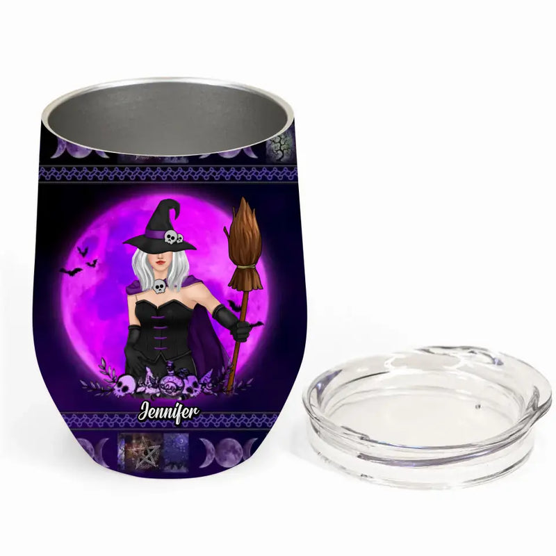 Personalized Witch Besties Wine Tumbler - Gift Idea For Halloween/Witch Lovers/Friends - Up to 5 Girls - We're Not Beautiful Disasters Or Hot Messes